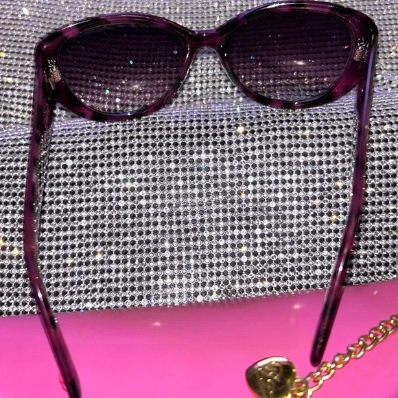 Betsey Johnson sunglasses leopard black Purple malibu barbie lipY2k vintage